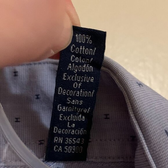 Tommy Hilfiger Blue Printed Button-Down Dress Shirt. Size 18/ 34-35 - Picture 4 of 8